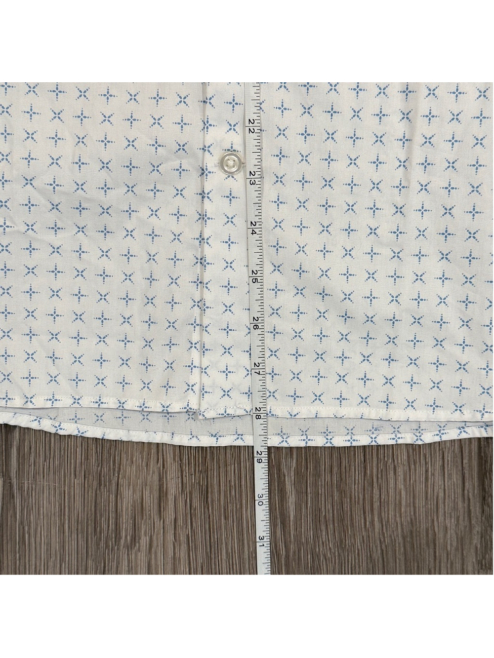 Express Men's White and Blue Patterned Slim Button Down Shirt Size XL - Picture 6 of 8